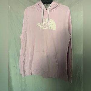 North face women pink long sleeve logo hoodie size XL front pocket